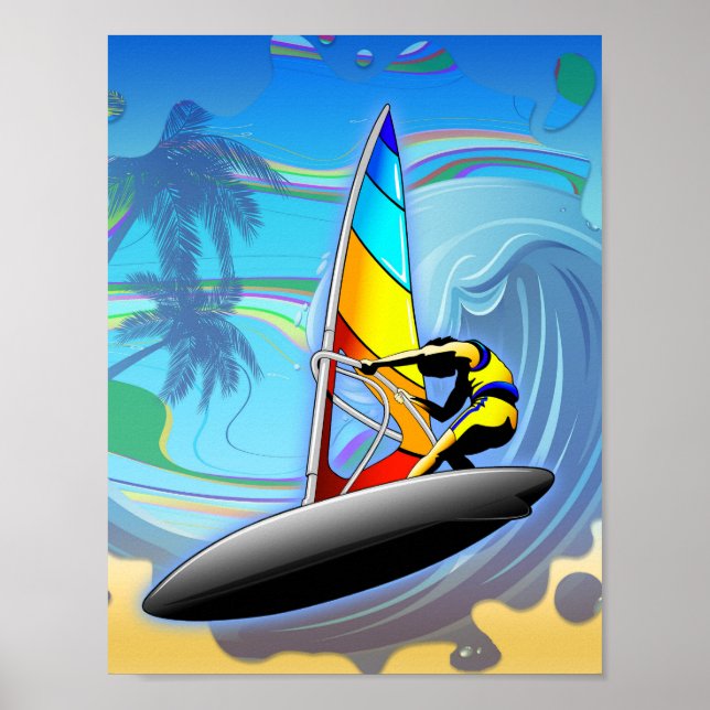 Póster WindSurfer sobre papel Poster de olas oceánicas (M (Frente)