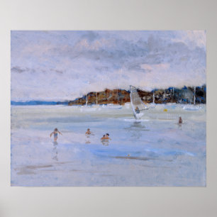 Póster Windsurfer y bañistas