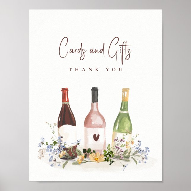 Póster Wine Bottles Cards & Gifts Sign Bridal Shower (Frente)