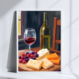 Póster Wine & Cheese | Oil Painting