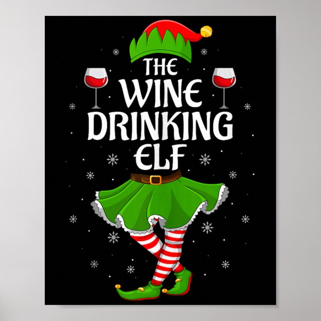 Póster Wine Drinking Elf Christmas Family Girl Women Elf  (Frente)