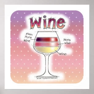 Póster WINE, MORE WINE, EVEN MORE WINE 18"x18"