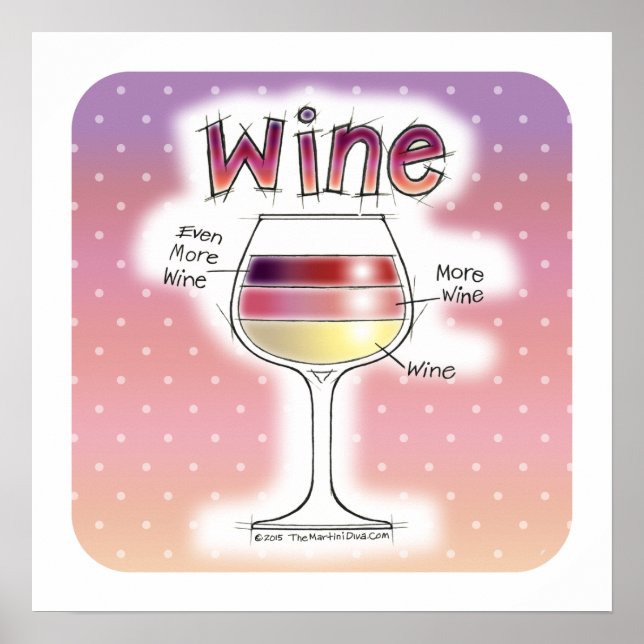 Póster WINE, MORE WINE, EVEN MORE WINE 18"x18" (Frente)