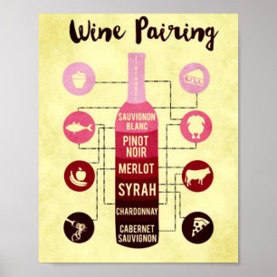 Póster Wine Pairing Guide Food and Wine Fun