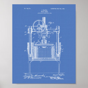 Póster Wine Press 1903 Patent Art Blueprint
