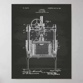 Póster Wine Press 1903 Patent Art Chalkboard