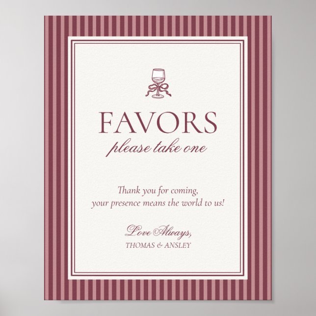 Póster Wine Vineyard Club Old Money Wedding Favors Sign (Frente)