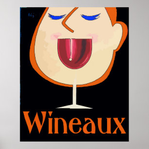 Póster Wineaux, drinks wine in a glass