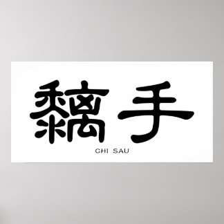 Póster Wing Chun Chi Sau caligrafía china
