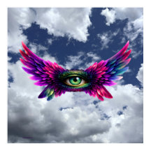 Winged Protection Eye – Surreal Intention Art Post