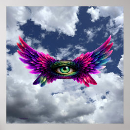 Póster Winged Protection Eye – Surreal Intention Art Post
