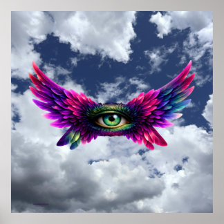 Póster Winged Protection Eye – Surreal Intention Art Post