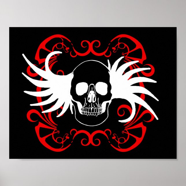 Póster Winged Skull and Curly Design 1 (Frente)
