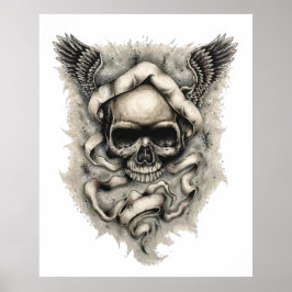 Póster "Wings of Destiny" Skull Wings Art Poster Print