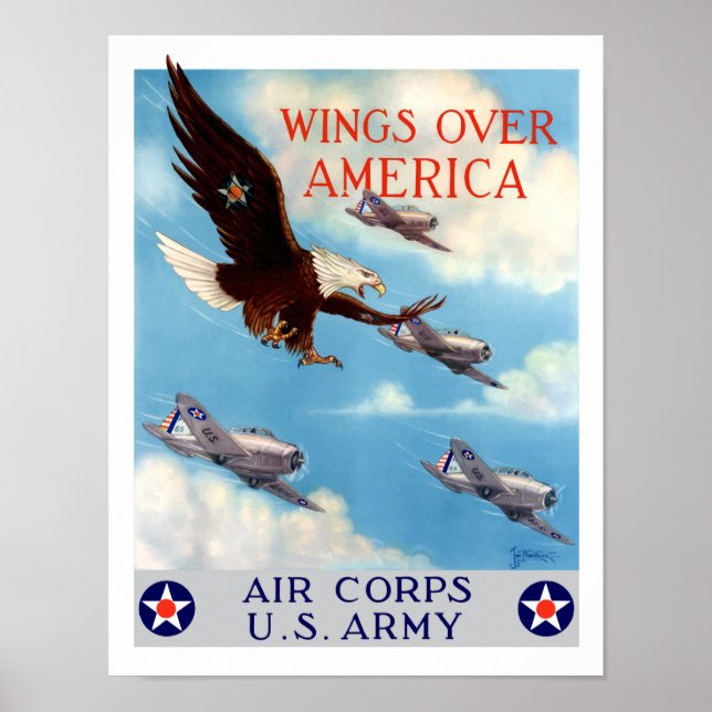 Póster Wings Over America -- Air Corps WW2 (Frente)