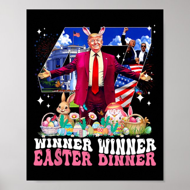 Póster Winner Easter Dinner Trump Bunny Hunt Eggs Happy E (Frente)