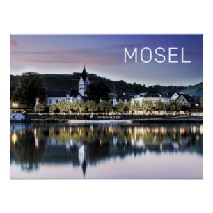 Póster Winningen Moselle Sunset Panorama Alemania Vintage