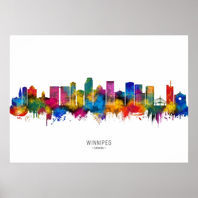 Póster Winnipeg Manitoba Skyline (Frente)