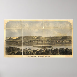 Póster Winona 1866, MN Birds View Panoramic Map