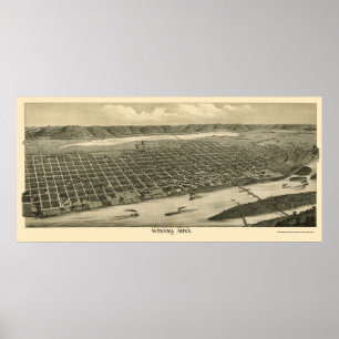 Póster Winona, mapa panorámico del manganeso - 1889