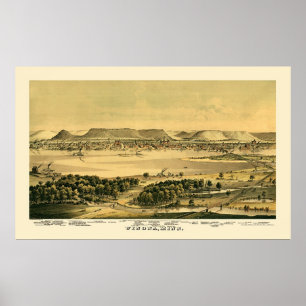 Póster Winona, Mapa Panorámico MN - 1867