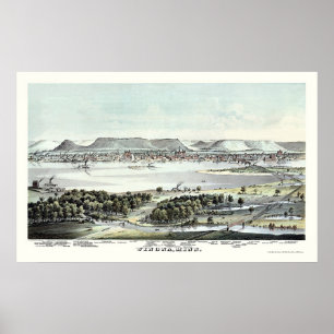 Póster Winona, Mapa Panorámico MN - 1874
