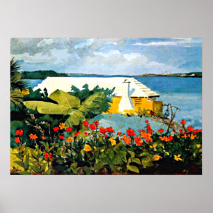 Póster Winslow Homer art: Flower Garden y Bungalow