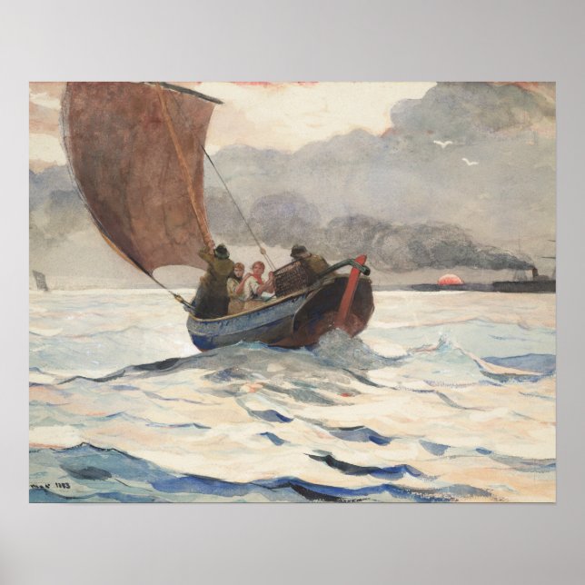 Póster Winslow Homer - Devolviendo barcos pesqueros (Frente)