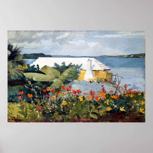 Póster Winslow Homer Flower Garden y Bungalow, Bermuda (Frente)