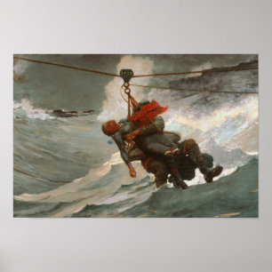 Póster Winslow Homer - La línea de vida
