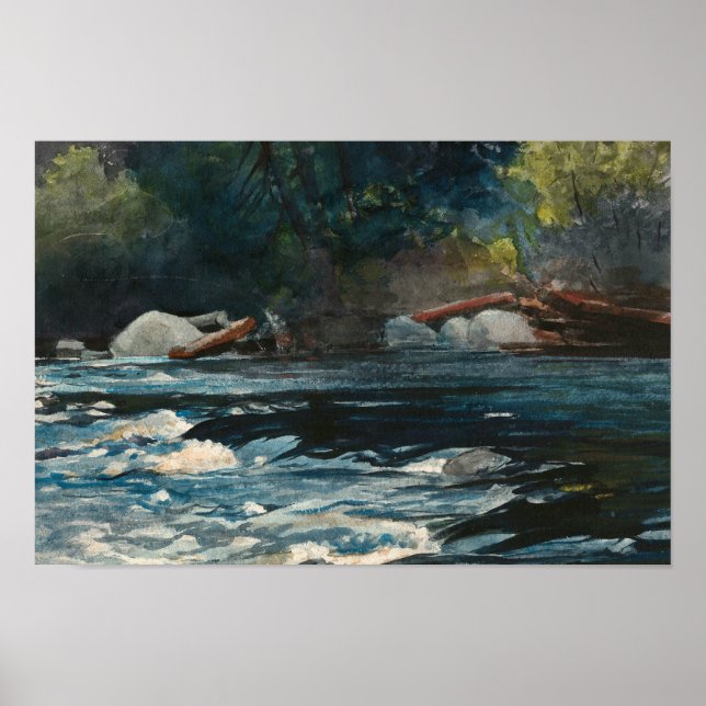 Póster Winslow Homer - Los rápidos, río Hudson (Frente)