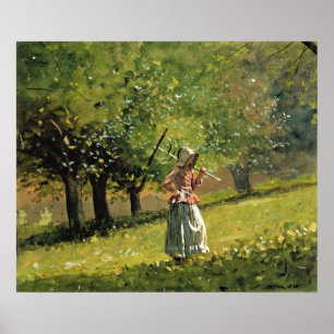 Póster Winslow Homer, pintura, Chica con Hay Rake