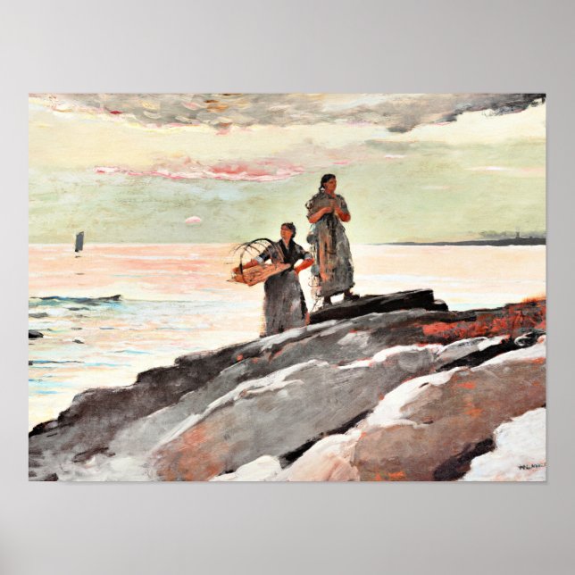 Póster Winslow Homer - Saco Bay, famosa pintura (Frente)