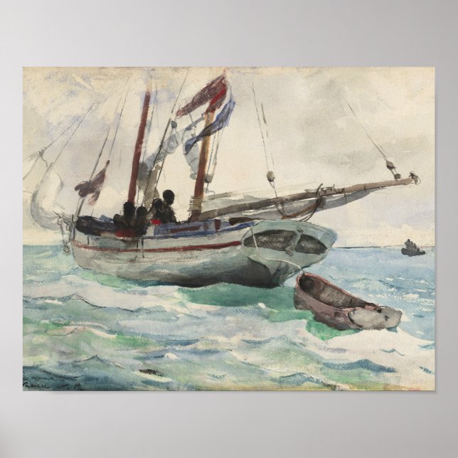 Póster Winslow Homer - Schooner - Nassau (Frente)
