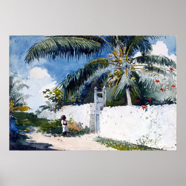 Póster Winslow Homer, un jardín en Nassau (Frente)