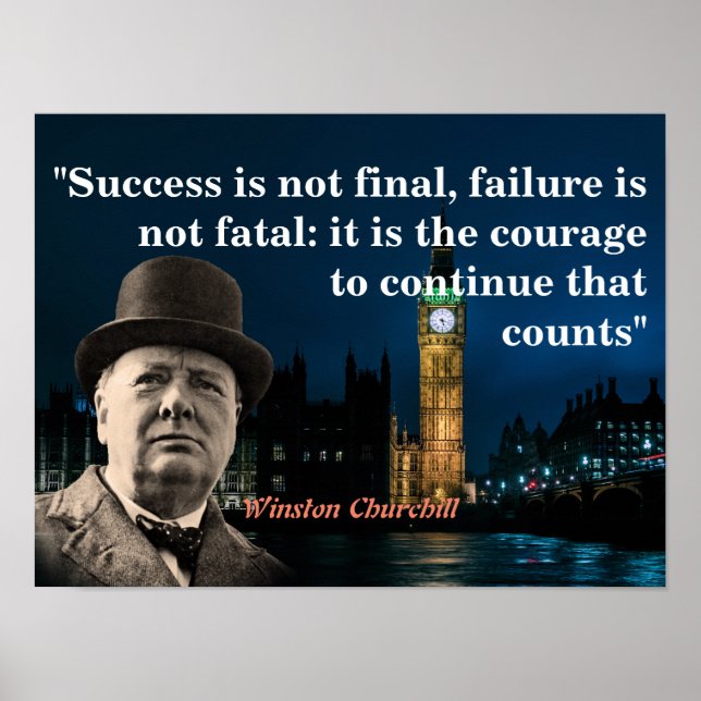 Póster Winston Churchill Cita Con Valor (Frente)