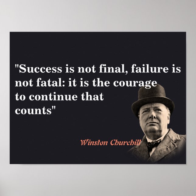 Póster Winston Churchill Cita Con Valor (Frente)