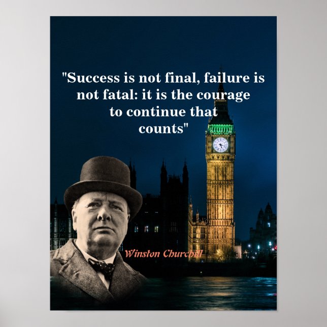 Póster Winston Churchill Cita En Poster De Valor (Frente)