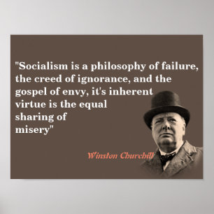 Póster Winston Churchill Cita Sobre El Socialismo