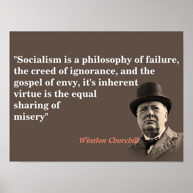 Póster Winston Churchill Cita Sobre El Socialismo (Frente)