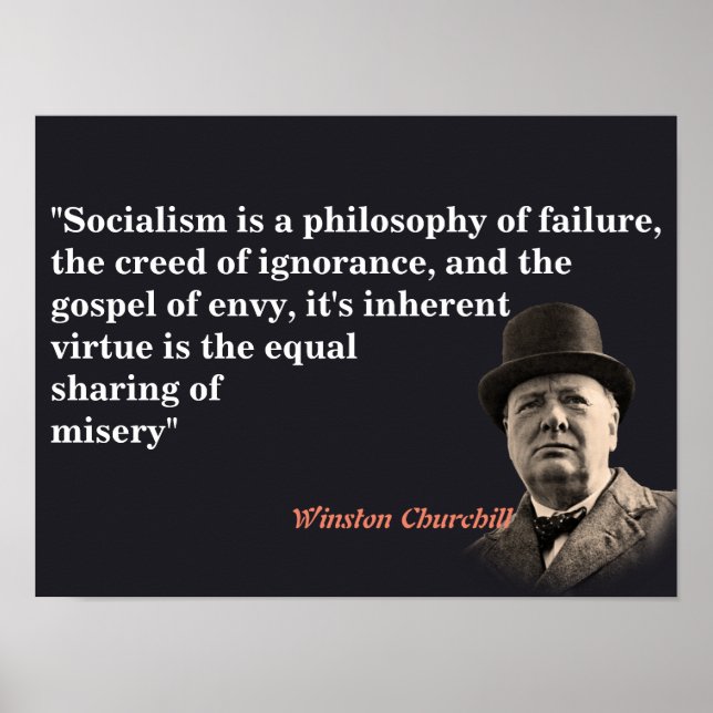Póster Winston Churchill Cita Sobre El Socialismo (Frente)