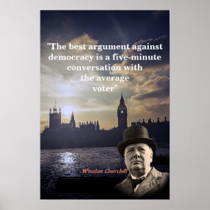 Póster Winston Churchill Cita Sobre La Democracia