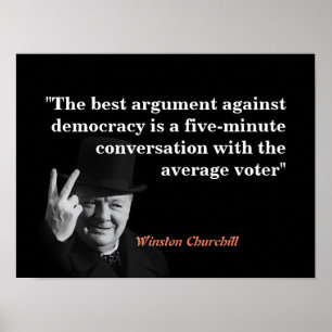 Póster Winston Churchill Cita Sobre La Democracia