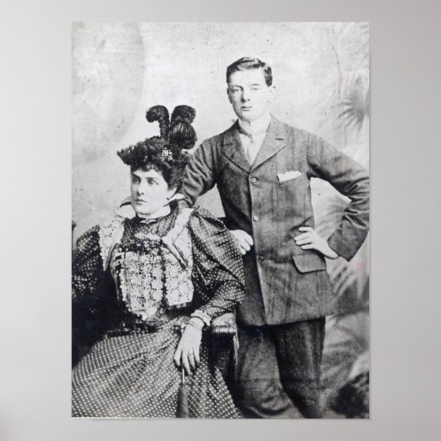 Póster Winston Churchill con su madre 2 (Frente)