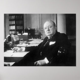 Póster Winston Churchill en el número 10 de la calle Down