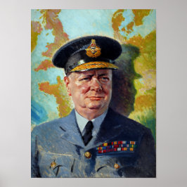Póster Winston Churchill En Pintura Uniforme