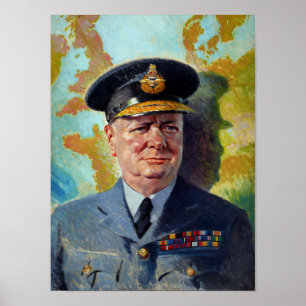 Póster Winston Churchill En Pintura Uniforme
