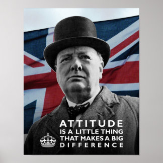 Póster Winston Churchill- "La Actitud Hace La Diferencia"