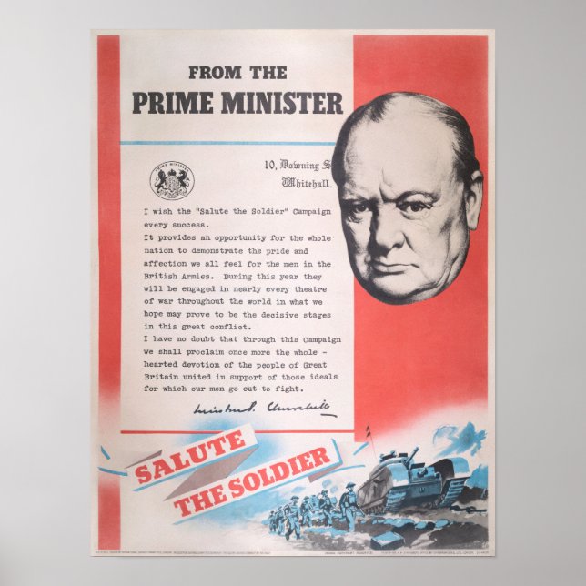 Póster Winston Churchill, reimpresión del poster británic (Frente)