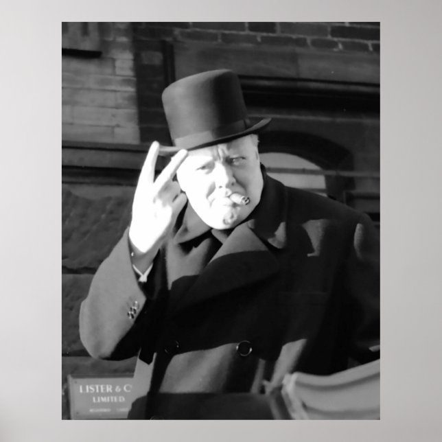 Póster Winston Churchill V Día V Rótulo 1945 (Frente)